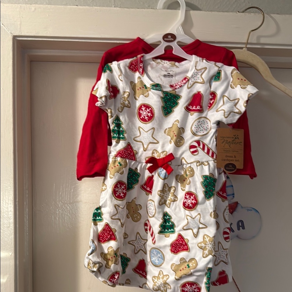 Festive Holiday Baby Dress and Sweater Set